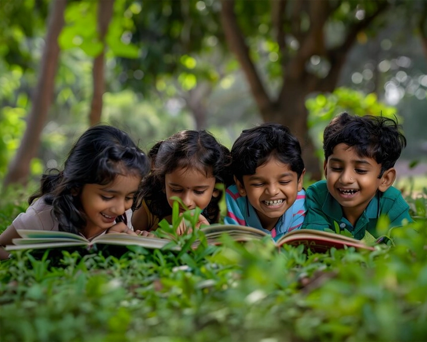 Children engaged in a fun, holistic development activity.